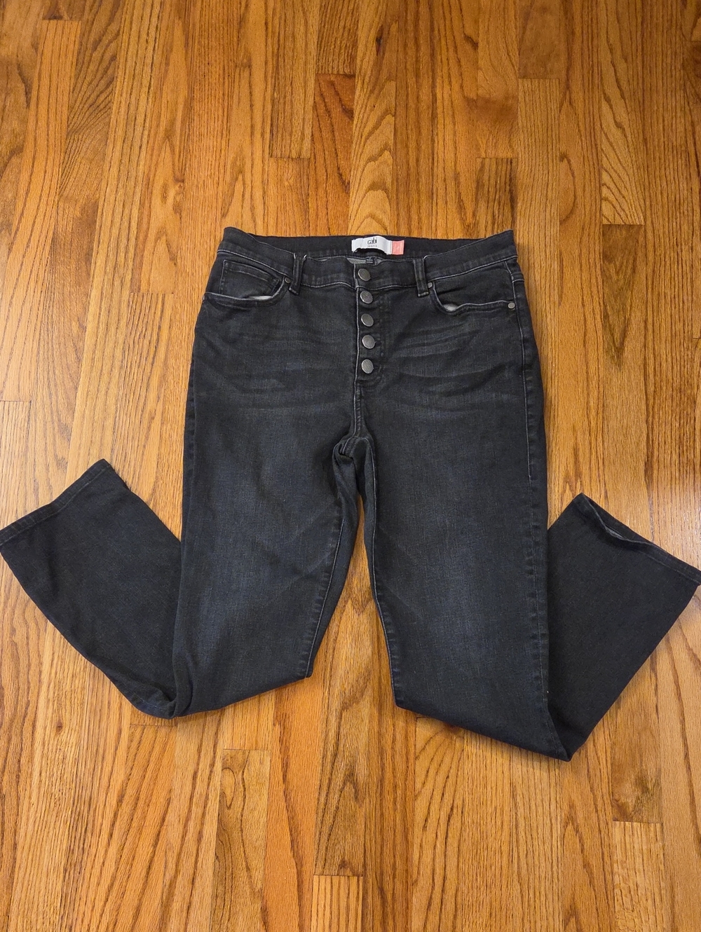 CAbi Black Button-Fly Straight Jeans Size: 8